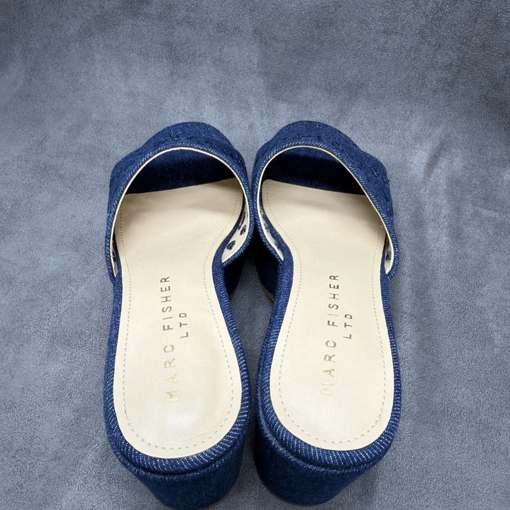 Marc Fisher LTD Platform Mules Foreva Dark Blue Size 6